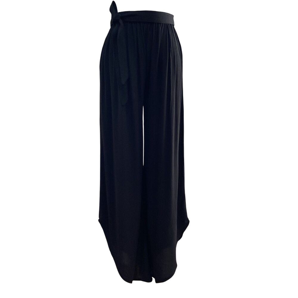 Kiwi & Punch Black Gauze Wide-Legged Asymmetric Beach Pants Women's Size S